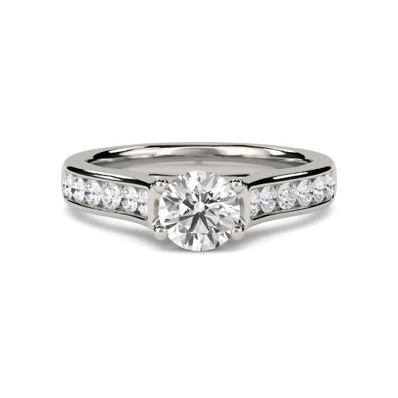 Round Diamond Shoulder Set Ring With Matching Band