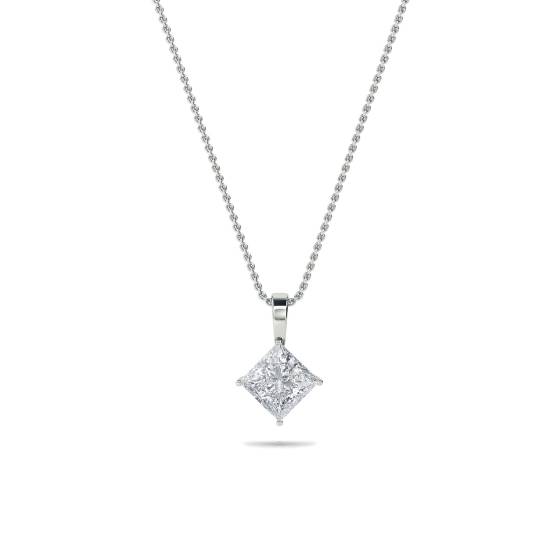 Modern Princess Diamond Solitaire Pendant
