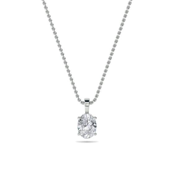 Classic Oval Diamond Solitaire Pendant