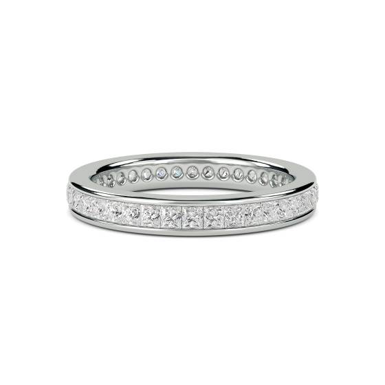 1.00ct VS/E-F Natural Princess Diamond Eternity Ring in 18k White Gold