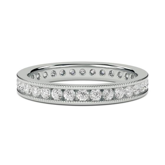 0.52ct VS/E-F Natural Round Diamond Full Eternity Ring in 18k White Gold