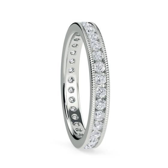 0.52ct VS/E-F Natural Round Diamond Full Eternity Ring in 18k White Gold