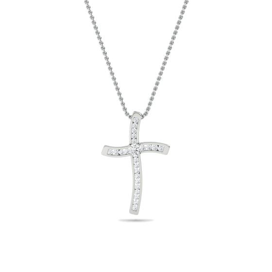 Stylish Round Diamond Cross Pendant