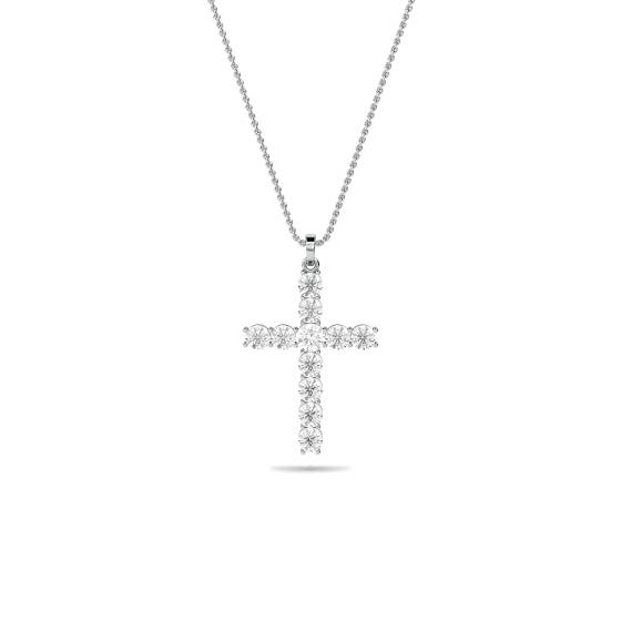 Classic Round Diamond Cross Pendant