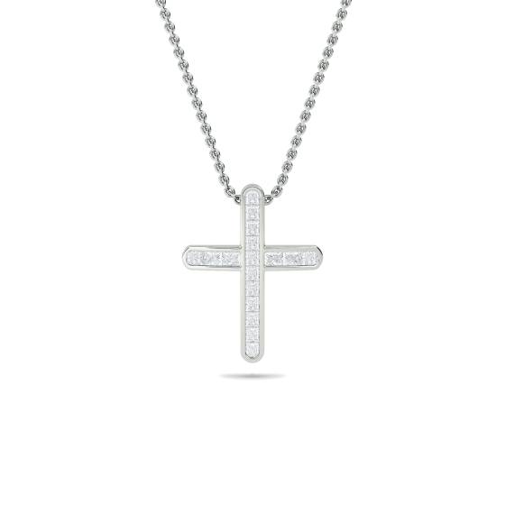 Unique Princess Diamond Cross Pendant