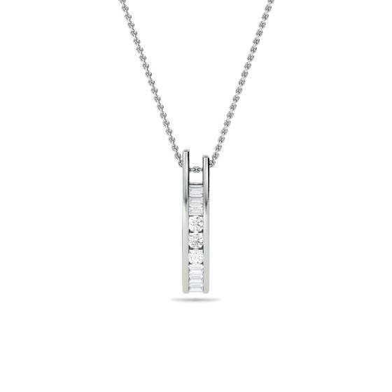 Round and Baguette Diamond Pendant