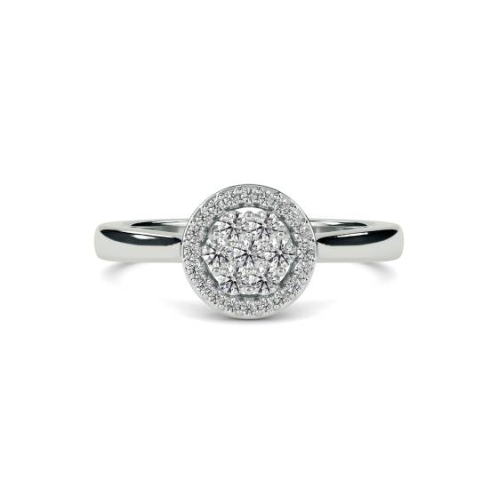 0.26ct VS/E-F Natural Round Diamond Cluster Ring in 18k White Gold