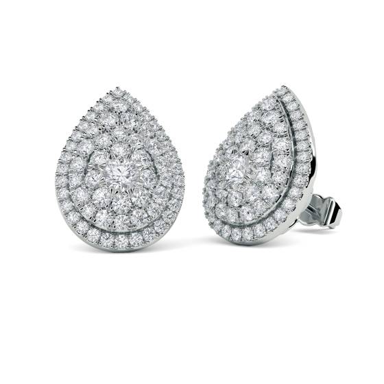Round Diamond Cluster Earrings