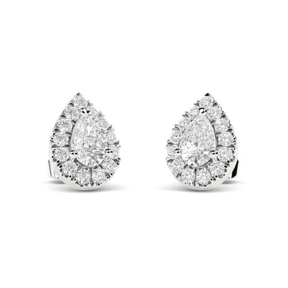Pear and Round Diamond Cluster Earrings