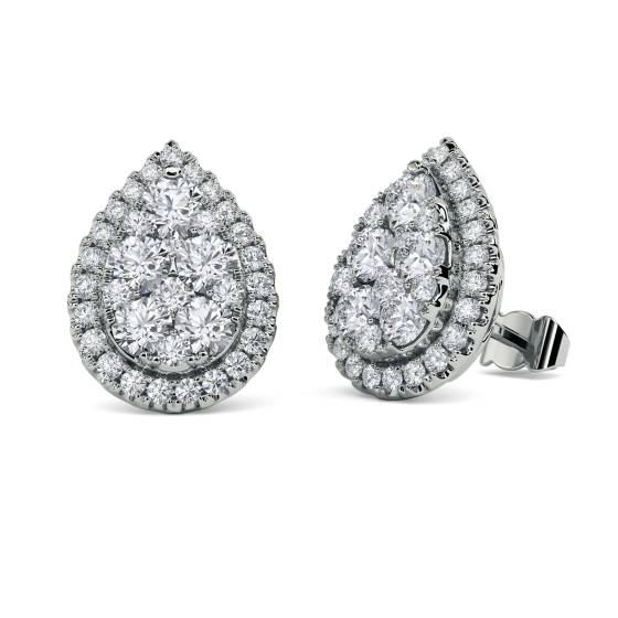 1.00ct VS/E-F Round Diamond Cluster Earrings