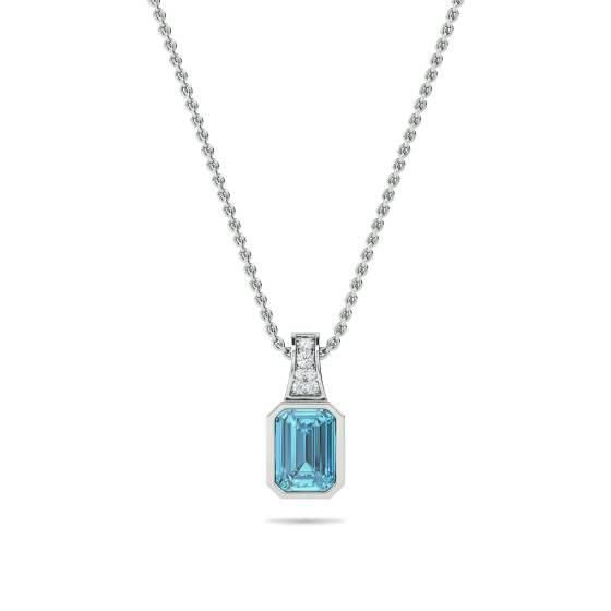 2.20ct Aquamarine Bezel Set Pendant and Chain