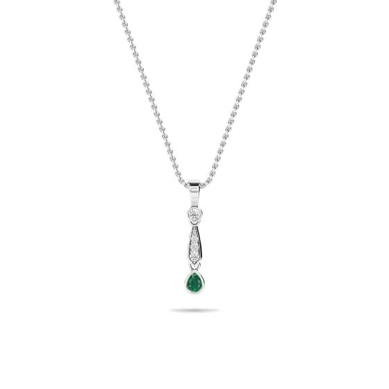 0.25ct Emerald Kite Pendant and Chain