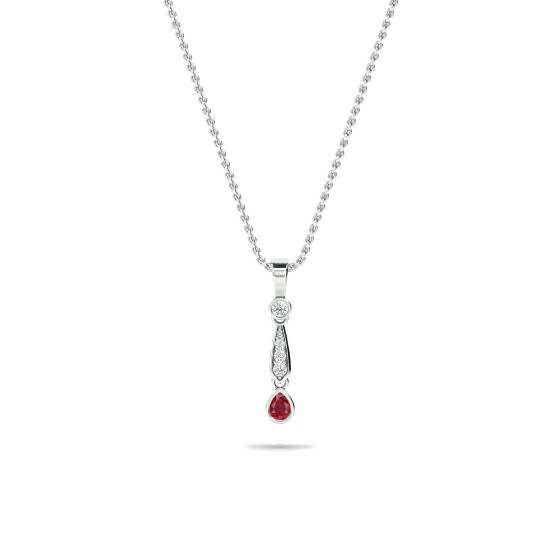 0.30ct Ruby Kite Bezel Set Pendant and Chain