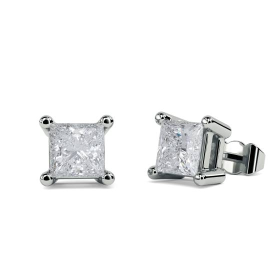 0.70ct VS/E-F Princess Diamond Stud Earrings