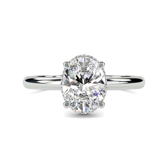 Oval Diamond Low Set Hidden Halo Ring