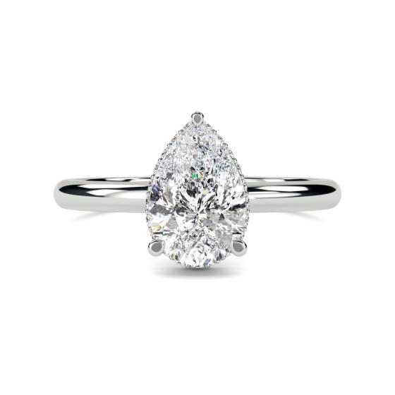 Pear Diamond Low Set Hidden Halo Ring