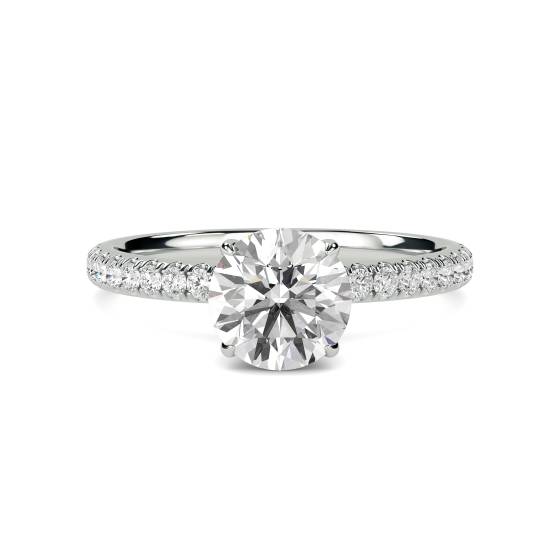 Round Diamond High Set Hidden Halo Shoulder Set Ring