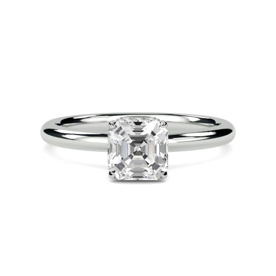 Asscher Diamond Hidden Halo Ring