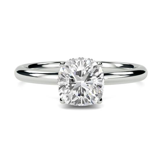 Cushion Diamond Hidden Halo Ring