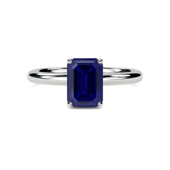 Emerald Blue Sapphire Gemstone Halo Ring