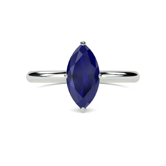 Marquise Blue Sapphire Gemstone Halo Ring