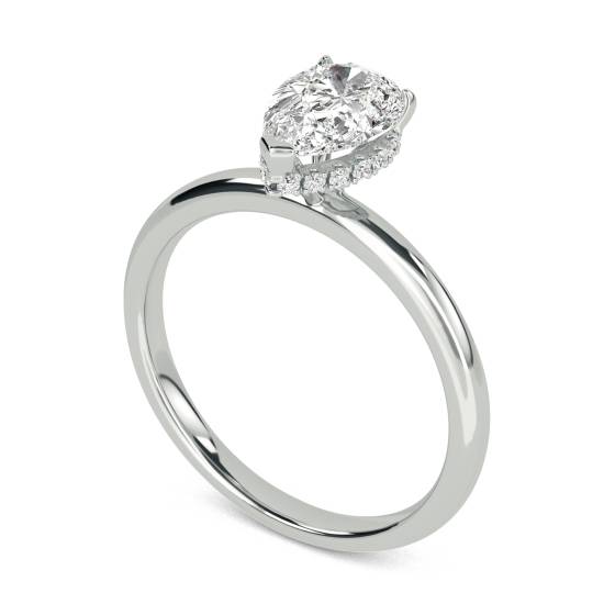 Pear Diamond Hidden Halo Ring