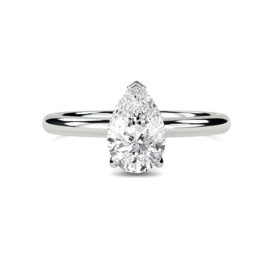 Pear Diamond Hidden Halo Ring