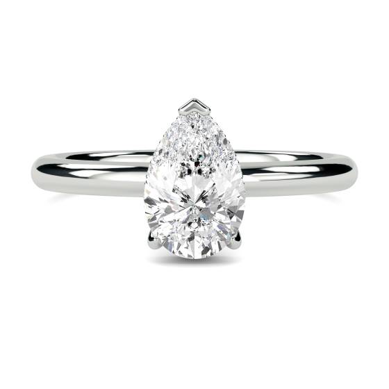 Pear Diamond Hidden Halo Ring