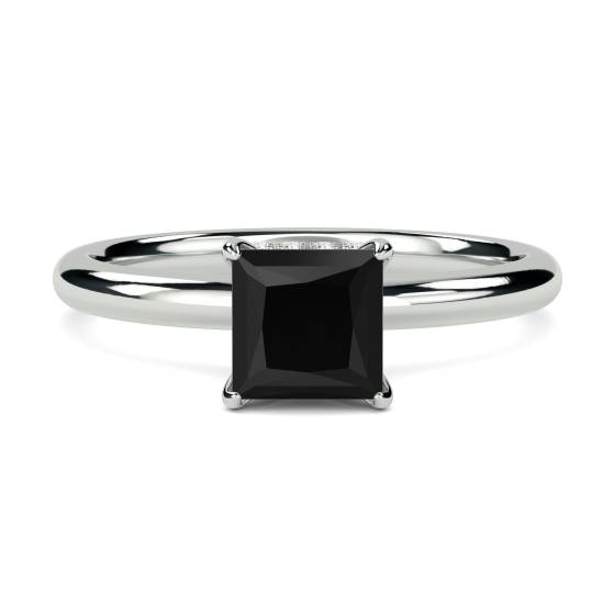 Princess Black Diamond Hidden Halo Ring