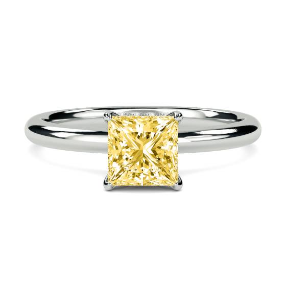 Princess Yellow Diamond Halo Ring