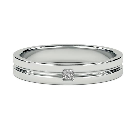 4mm Mens Princess Diamond Bezel Set Ring