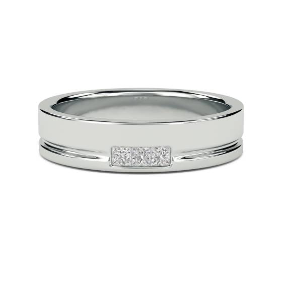 5.5mm Mens Princess Diamond Bezel Set Ring