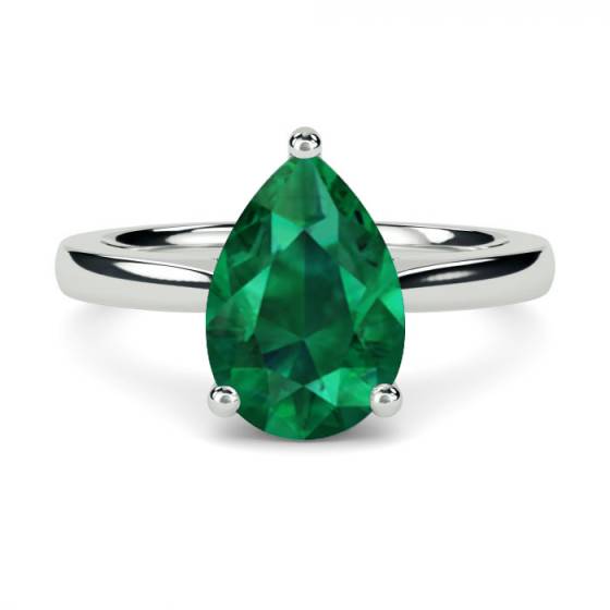 Fancy Emerald Green Pear Solitaire Ring
