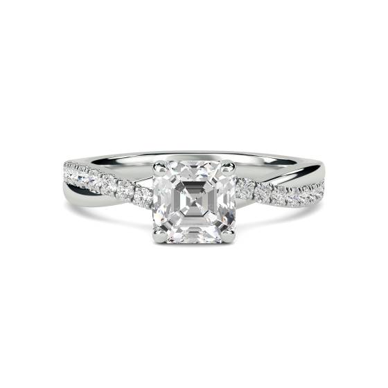 Infinity Asscher Shoulder Set Diamond Engagement Ring