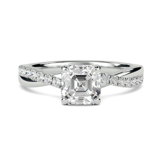 Infinity Asscher Shoulder Set Diamond Engagement Ring