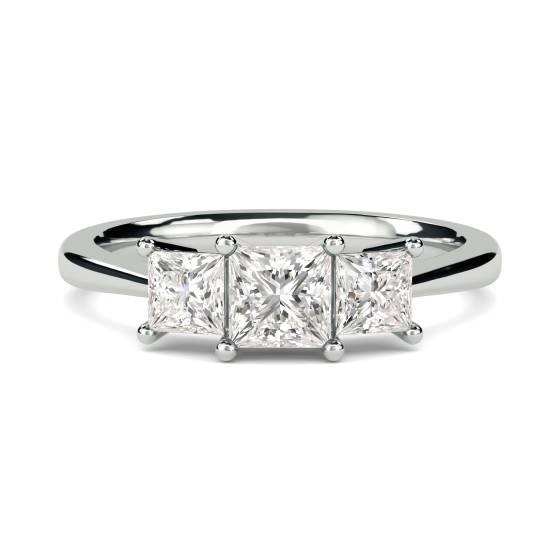 Tapered Band Princess Diamond Trilogy Ring