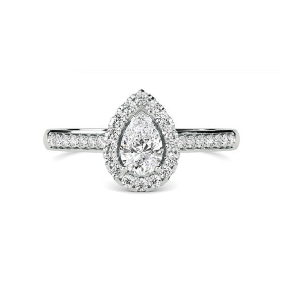 Pear Diamond Single Halo Shoulder Set Ring