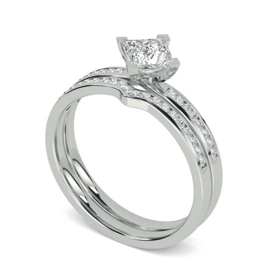 Princess Diamond Shoulder Set Ring With Matching Band