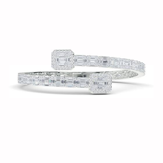 8.50ct Round and Baguette Diamond Bangle