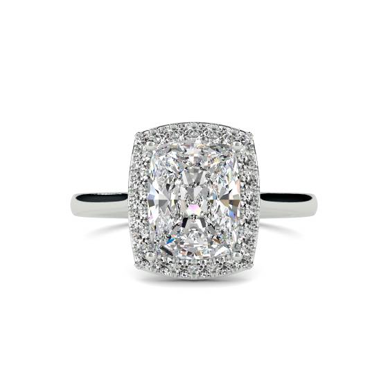 2.10ct Cushion Aquamarine and Diamond Halo Ring