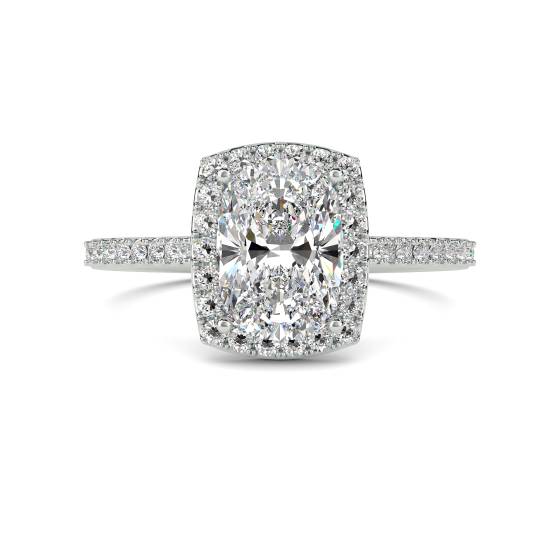 1.50ct Cushion Aquamarine and Diamond Halo Ring