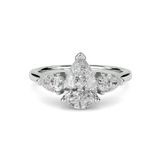 Elegant Pear Diamond Trilogy Ring
