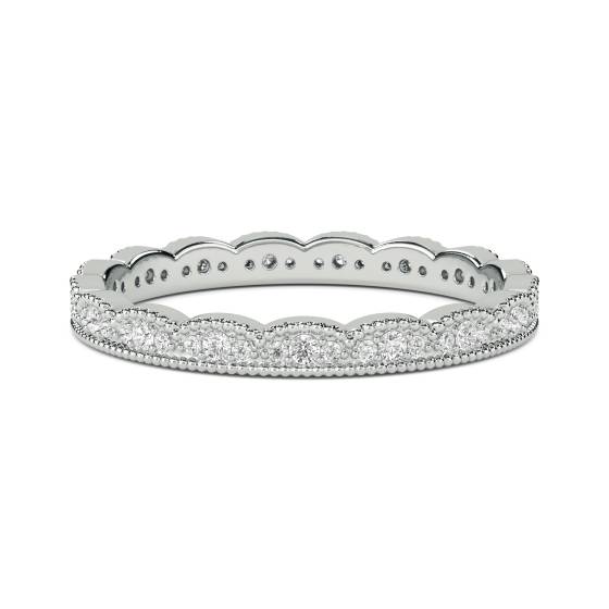 2mm Round Diamond Vintage Wedding Ring