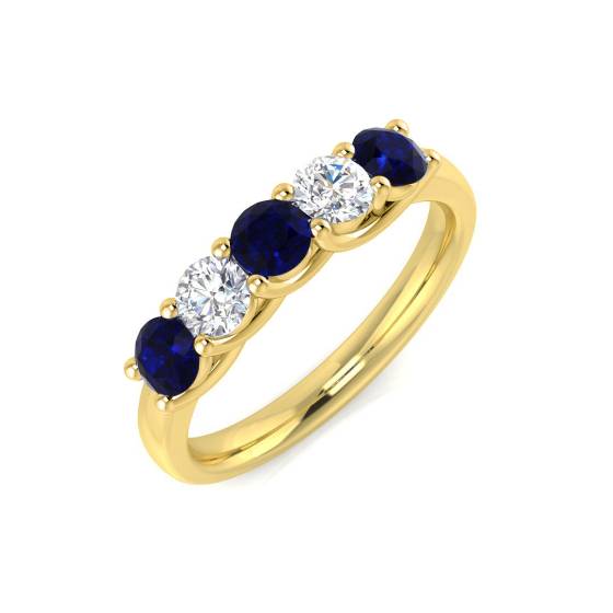 0.85ct Blue Sapphire and Diamond Eternity Ring