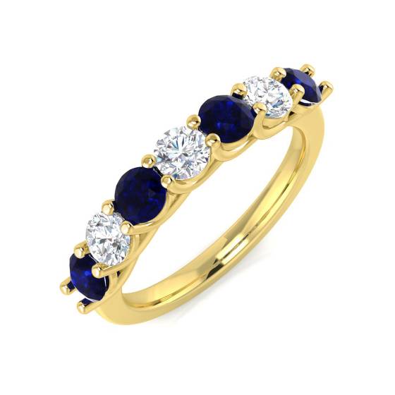 1.10ct Blue Sapphire and Diamond Eternity Ring