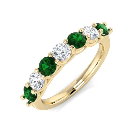 1.20ct Green Emerald and Diamond Eternity Ring