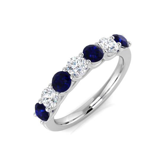 0.90ct Blue Sapphire and Diamond Eternity Ring