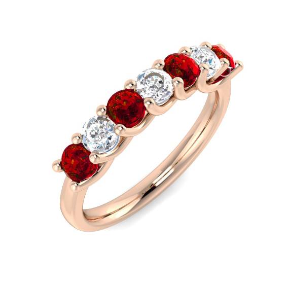 0.90ct Red Ruby and Diamond Eternity Ring