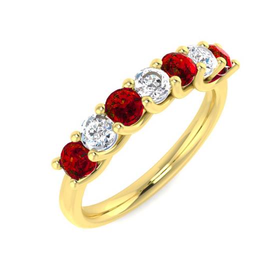 0.90ct Red Ruby and Diamond Eternity Ring