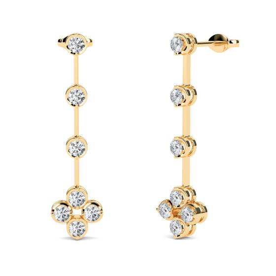 Elegant Round Diamond Drop Earrings